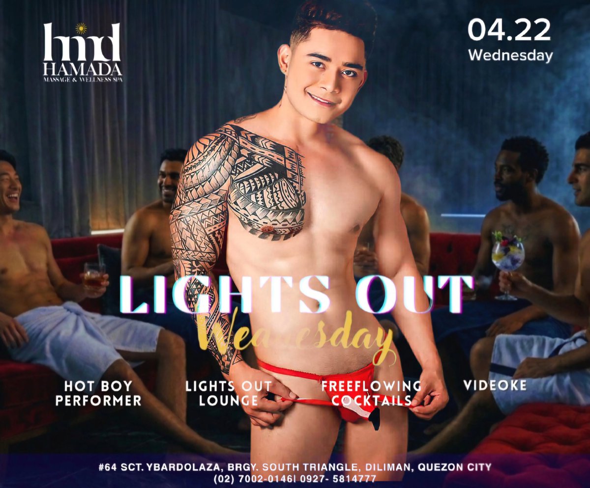 BaeDayEveryday's tweet photo. Join our TG for more exclusive perks β this is your official Baeday invite w/ Hot Boy Rodel VIP Lounge!
LIGHTS OUT WEDNESDAY
at @HamadaSpa
VIP Lounge Highlights:
β’ Hot Boys / fun games and refreshing spacious Wet Area
Send me a dm #Baeday #Baewatch https://t.co/bfKGD3pMi5