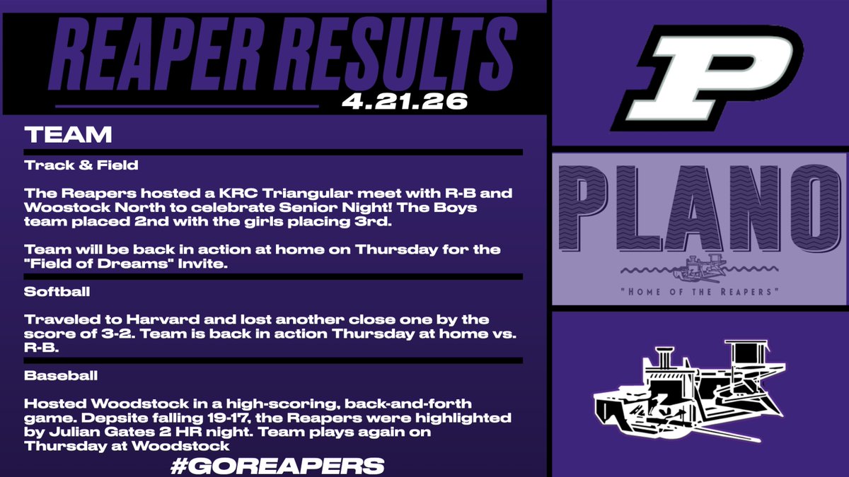 Plano Reapers Athletics & Activities tweet media