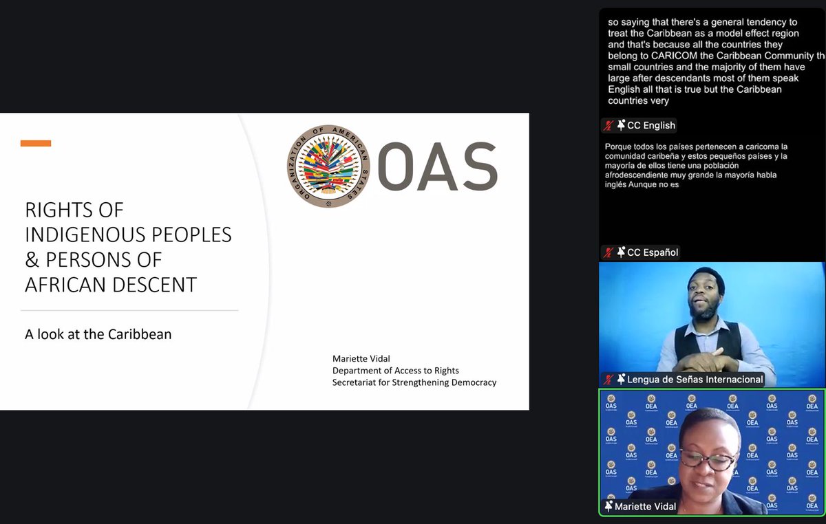 OEA_Derechos's tweet photo. #DiplomadoDigitalOEA
En la sesión 6⃣, @RRojasD22 abordó los derechos de los pueblos indígenas, destacando:
📌 Antecedentes
📌 Declaración Interamericana sobre los Derechos de los Pueblos Indígenas #DADIN
📌 Plan de Acción y Grupo de Trabajo de la DADIN
Por su parte, @MarietteVidal presentó la perspectiva del Caribe, enfocándose en:
🔹 Retos actuales
🔹 Situación de sus derechos