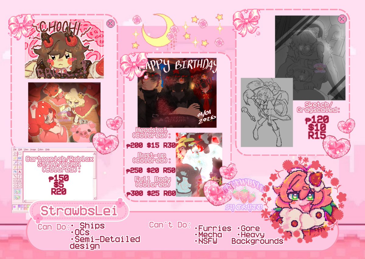 SyCryt0's tweet image. [🍓COMMISSIONS OPEN🍓]
Slots: (4/6)

HELLO EVERYONE! I'm opening a small commission today with only limited slots of 6 :33

You can contact me through:
Discord - strawbsleileiii 

Glad to be of service! (⁠｡⁠•̀⁠ᴗ⁠-⁠)⁠✧
#art #commisionopen #artcommissions #artmoots