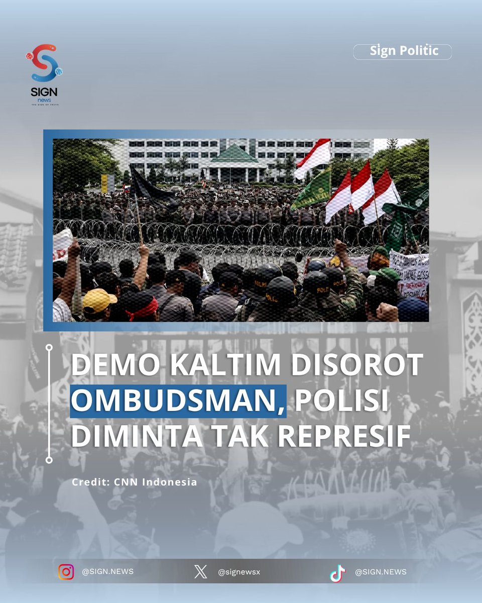 signewsx's tweet photo. ๐ฅ Demo Kaltim: Ombudsman RI ingatkan pengamanan aksi 21 April di Samarinda agar tak represif, serta dorong pejabat lebih terbuka berdialog dengan massa.
๐ฌ Menurut kamu, sudah tepat belum cara penanganan seperti ini?
Sumber: CNN Indonesia
#DemoKaltim #Aksi21April #SignPolitic https://t.co/nMKIGjdH8j