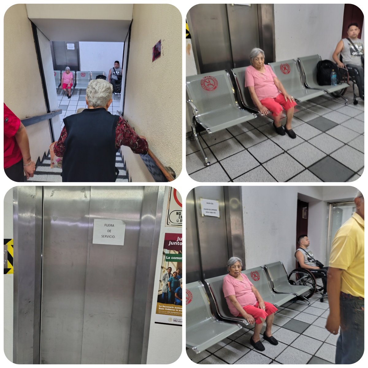 irma_mx's tweet photo. @Tu_IMSS ,@SriaGral_IMSS @Claudiashein,@zoerobledo ,@GobCDMX 
Por favor ayúdeme a compartir, no es posible que ya dos meses y en clínica 3 la joya, CDMX aún no puedan arreglar el elevador, las personas no son atendidas. y de la tercera edad corren peligro en las escaleras. https://t.co/Qpva20itaK