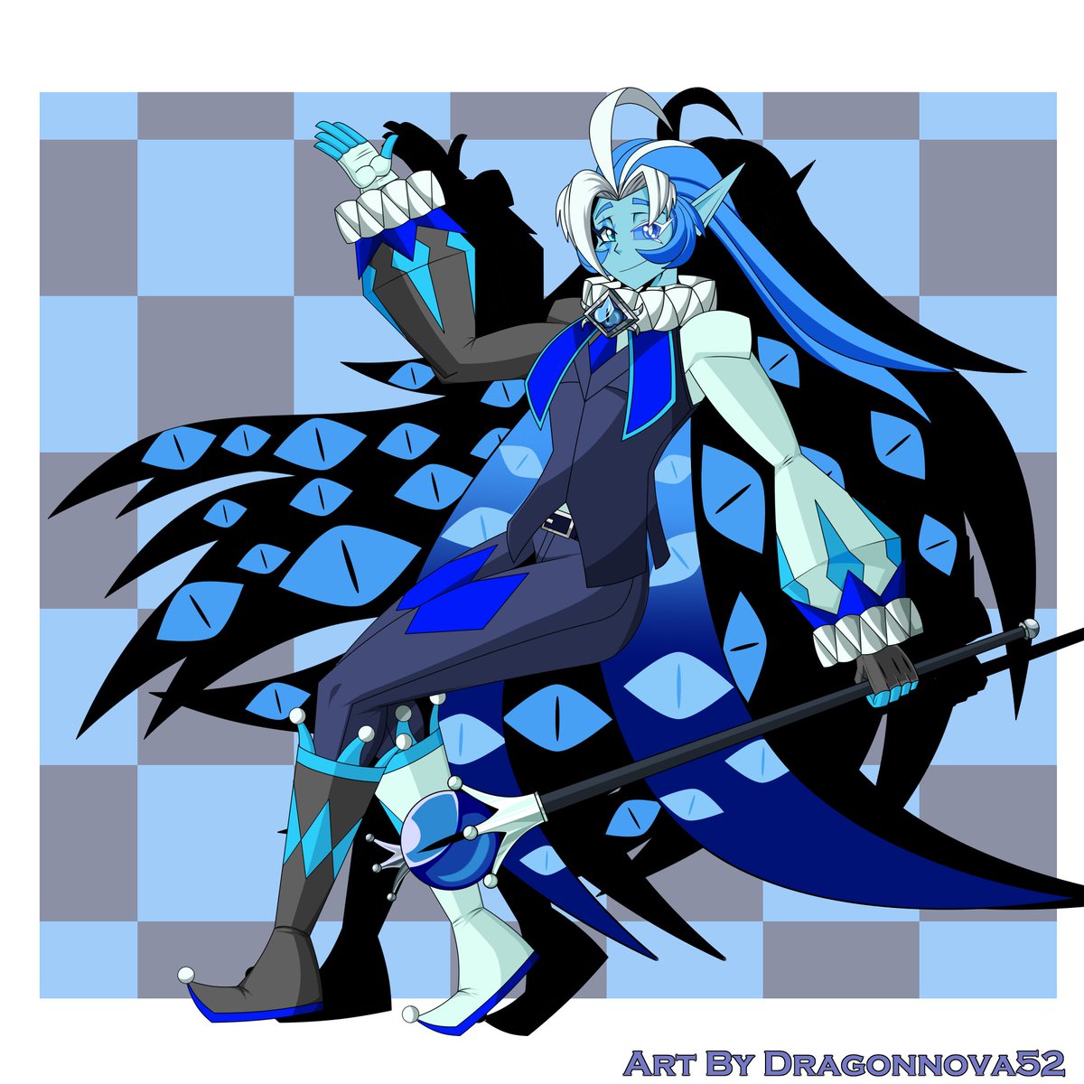 This is My Artstyle version of Shadow Milk Cookie.
🔵🎭

and honestly, I don't know what else to draw, because I'm was bored.

#cookierunkingdom #shadowmilkcookie