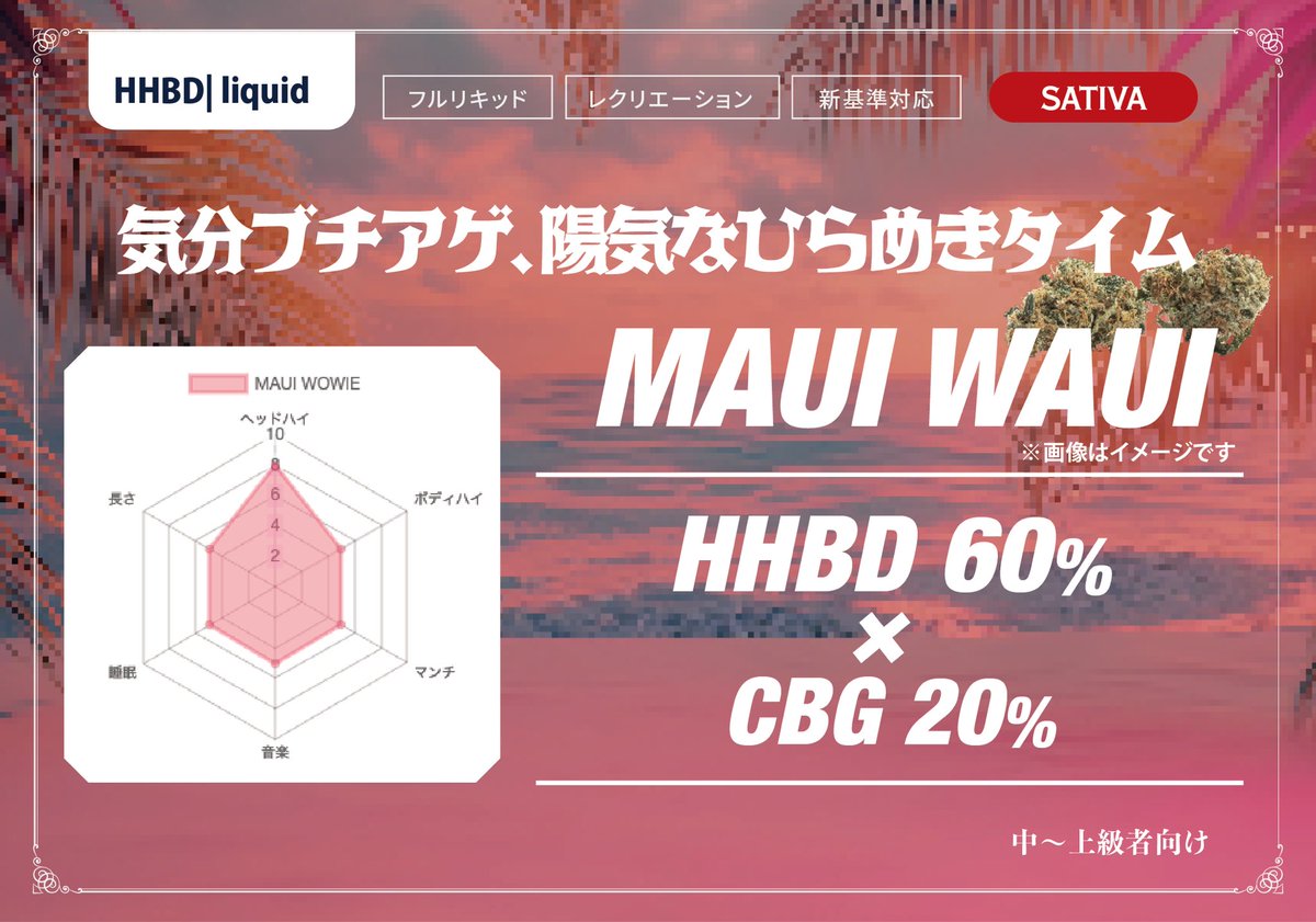 CHILLAXY_azabu1's tweet image. #HHBD から🆕新商品3種が発売です🍯

サティバ        【MAUI WAUI🏝】
ハイブリッド【OG KUSH🌿】
インディカ    【BLUE ZKITTLES🫐】

陰陽が好きで1.0mlが欲しかった方は
コチラの方がお得に楽しめるかも‼️🉐

#CBD #CBN #CBG #H4CBN #CRDP #H4CBH 
#東京 #港区 #ベイプ #六本木 #赤坂 #新橋