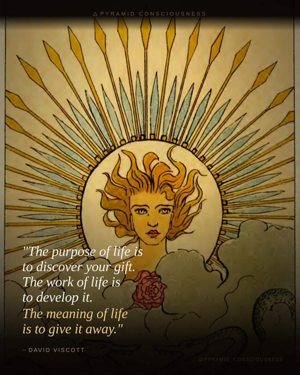 maximumpain333's tweet photo. Most people spend their entire lives solving the wrong problem.

They chase security. Status. Comfort. The approval of people whose opinion will not matter in twenty years. And they arrive at the end of their life with the quiet, devastating sense that they were busy but not meaningful. Productive but not alive.

Viscott is pointing at something different entirely.

There is something inside every human being that is uniquely theirs. Not a talent in the shallow sense of being good at something. Something deeper, a way of seeing, a way of making, a quality of presence that the world does not have without them. The first task of a life is to find it. Not to build it, not to perform it, just to find it. And this requires more courage than most people realize, because it means turning inward in a culture that points relentlessly outward.

The second task is to become worthy of it. The gift in its raw form is a seed. Years of discipline, failure, and refinement are the soil. Most people find the seed and then never plant it, because planting it means accepting the long, unglamorous work of becoming someone capable of carrying it well.

The third task is the one that gives the first two their meaning.

Because a gift that stays inside you solves nothing. It changes no one. It answers no question that was waiting to be answered. The gift completes its purpose only when it leaves you and enters someone else’s life and does something there that would not have happened without it.

This is what a life is for.

Not to accumulate. Not to survive.

To find what you carry. Develop it. And then open your hands.

~ Pyramid Consciousness 

✨🙌🏽💫