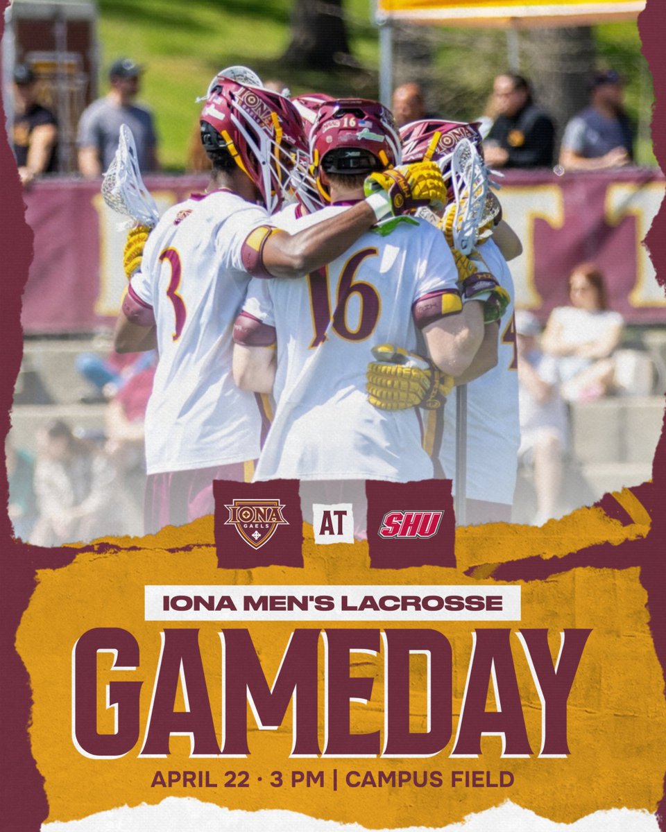 IonaMLAX's tweet photo. 𝙂𝘼𝙈𝙀𝘿𝘼𝙔: Closing out the season with a road matchup versus the Pioneers!

🆚: @sacredheartmlax 
📅: TODAY
⏰: 3 PM
📺: ESPN+
📍: Campus Field

#GaelNation https://t.co/5uEFnCi9AU