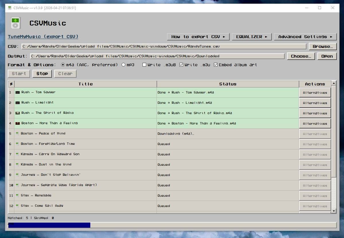 GeekOnTheLoose's tweet image. “Any sufficiently advanced technology is indistinguishable from magic.”
— Arthur C. Clarke 
Here's some magic! 😮 
CSVMusic v1.3.9
👉 Convert playlists from music services into fully tagged MP3 or M4A audio files. 
oldergeeks.com/downloads/file… 

#audiophile  #music #opensource
