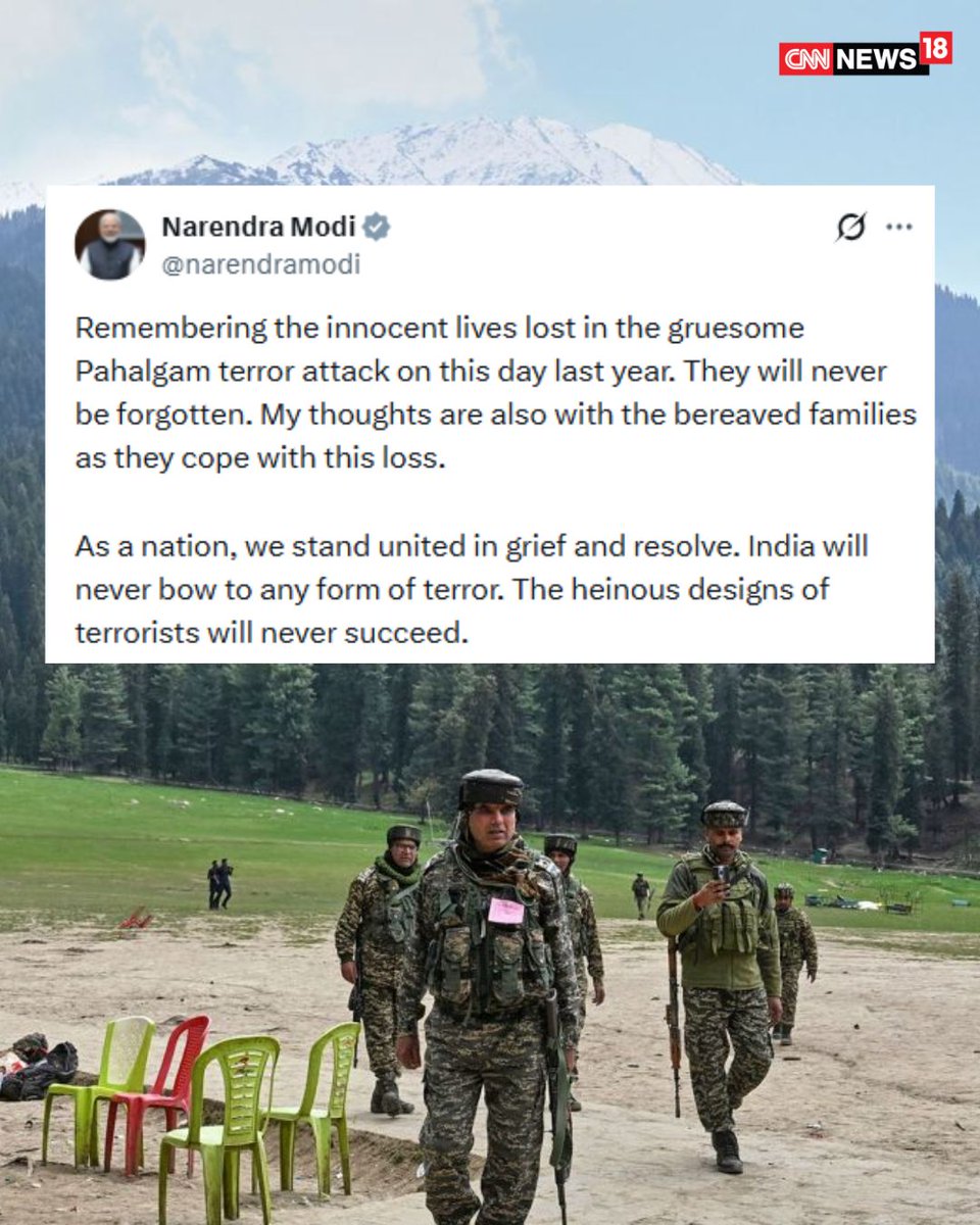 CNNnews18's tweet image. PM Narendra Modi Remembers Pahalgam Attack, Pays Tribute to Victims

#PMModi #PahalgamAttack #OperationSindoor
