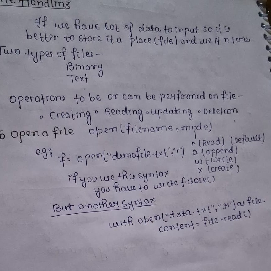 achieve71246717's tweet image. Day 08/180 of ML
Practiced coding (error handling + logic building)
Learned file handling basics (types, modes, operations)
Small steps, but consistent progress.
#100DaysOfCode #CodingJourney #Consistency #LearnInPublic #ProgrammingLife 
#ComputerScience #StudentLife