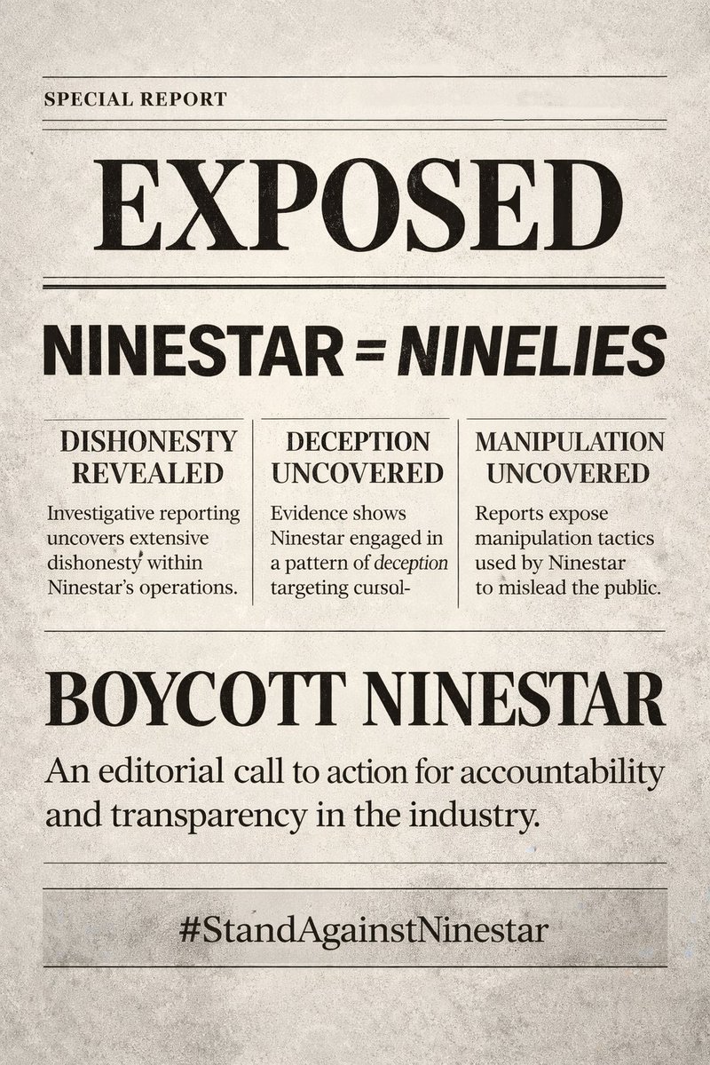 Whenever someone ignores the consequences of their actions on artists and fans, our reaction must be clear: say NO and not allow this lack of care to become normalized or acceptable

Ninestar is not acceptable✊🏻

NINESTAR NO VALUES 
#StandAgainstNinestar
#BoycottNineStarSeries
