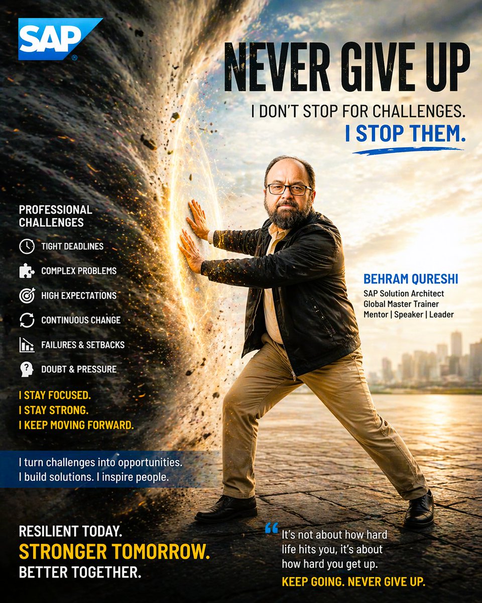ComradesTechSAP's tweet image. #NeverGiveUp #KeepMovingForward #SAP #SAPCommunity #SAPCareers #SAPConsultant #SAPLearning #Motivation #CareerGrowth #Resilience #Leadership #SAPTraining #SAPMentor #GrowthMindset #SuccessJourney #SAPExperts #Inspiration #ProfessionalDevelopment #SAPCloud #S4HANA