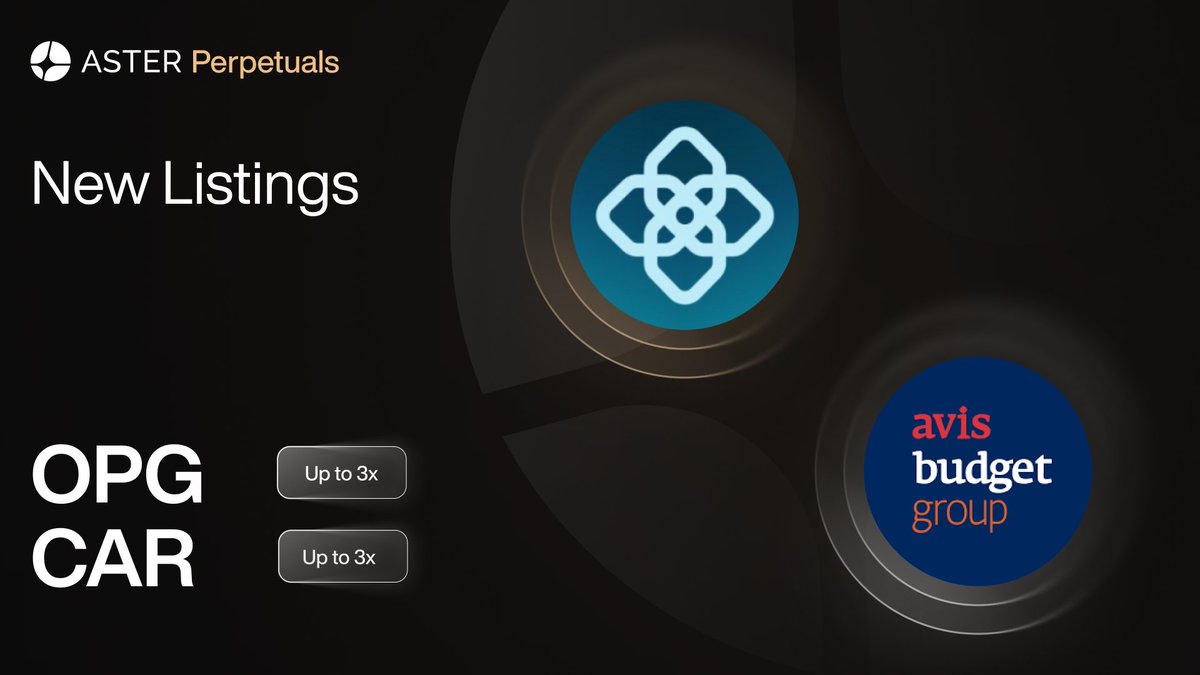 New perp listings are live: $OPG <a href="/OpenGradient/">OpenGradient (∇, ∇)</a> and $CAR (Avis Budget Group Inc) with up to 3x leverage.

Earn 1.2x trading points until Apr 28, 23:59 UTC.