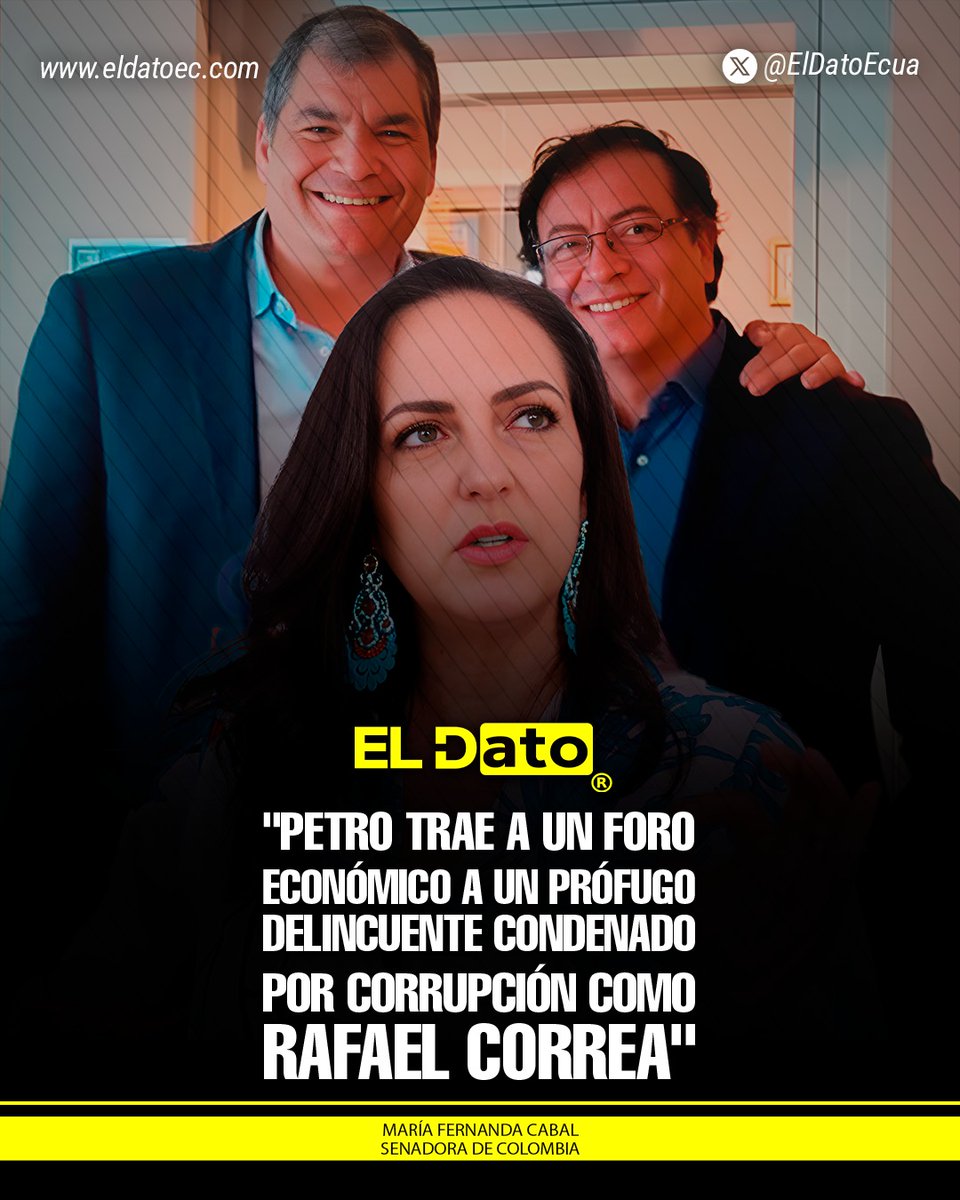 #Urgente "¡PETRO TRAE A UN FORO ECONÓMICO A UN PRÓFUGO DELINCUENTE CONDENADO POR CORRUPCIÓN COMO RAFAEL CORREA!"

Una de las más agudas críticas la hizo la senadora del Centro Democrático María Fernanda Cabal, quien no dejó pasar la oportunidad para sacarle una fuerte factura a