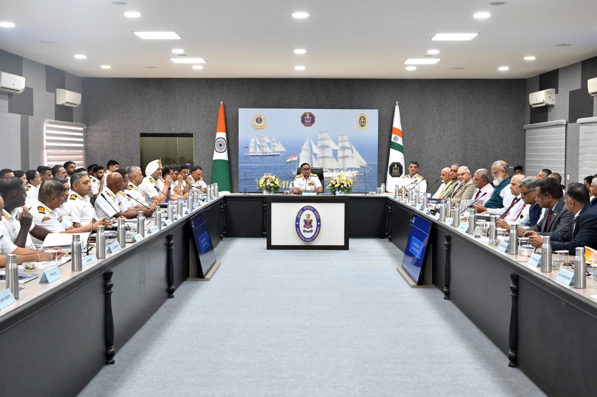 NAVYESM's tweet photo. VAdm CR Praveen Nair, AVSM, NM, Controller of Personnel Services, presided over the 5th 'Samanvay Meeting ' on #21 Apr 26 at Naval Base, Kochi. https://t.co/fkWvb6VBKa