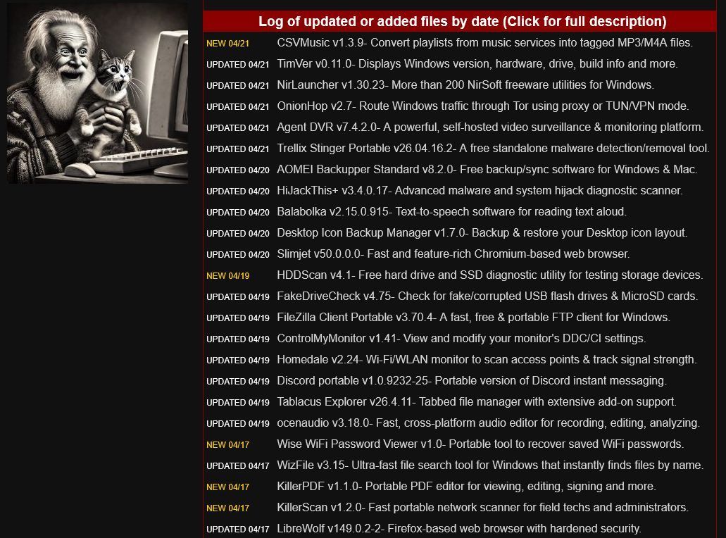 GeekOnTheLoose's tweet image. Today's list. Enjoy! 😍 
OlderGeeks.com
Like free and safe software downloads without ads?
So do we!
Donate on the website to support this project.
Thanks! 
Randy &amp;amp; Deanna

#computers #software  #tech