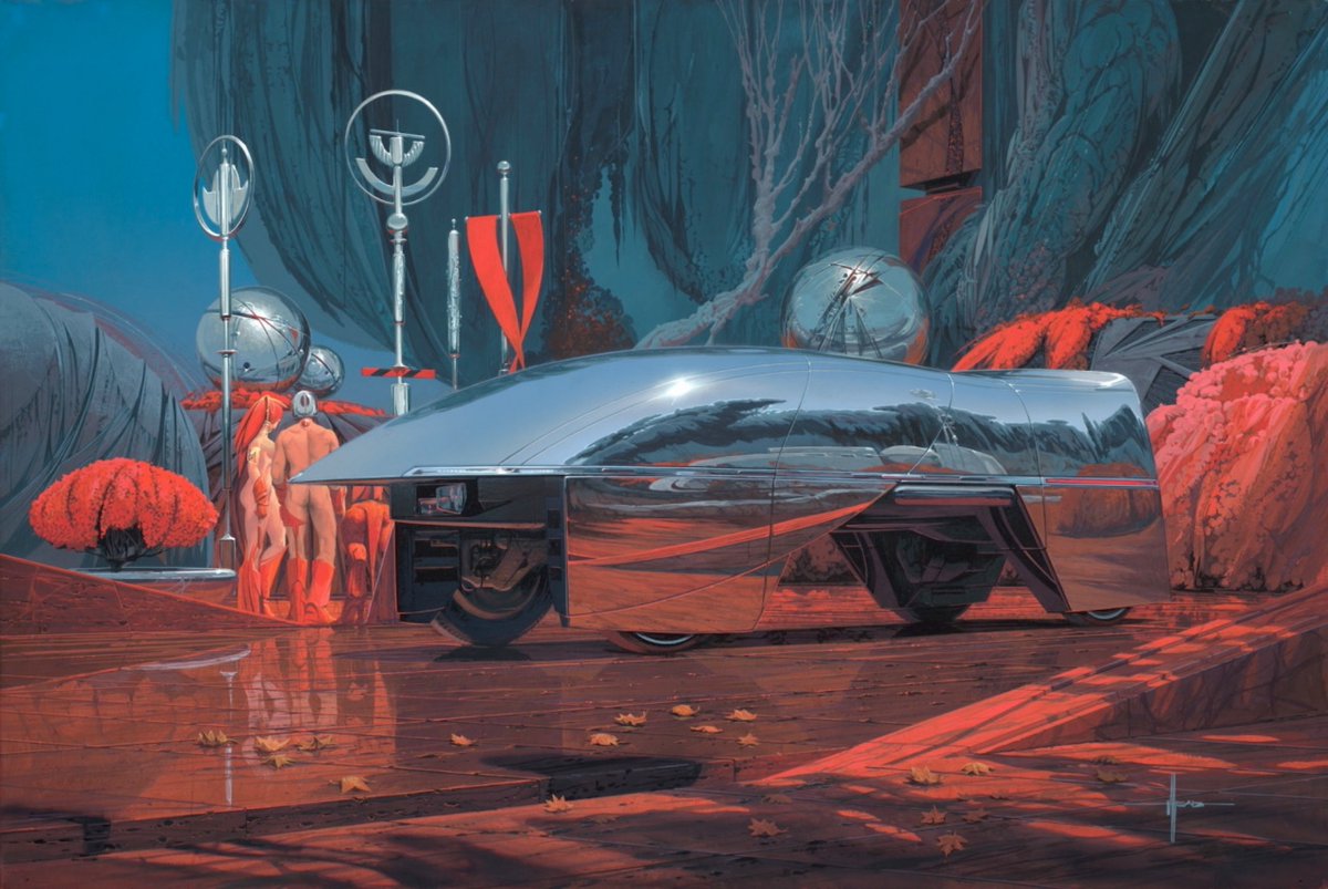 cimerians's tweet image. "Hypervan - Crimson Plaza" by Syd Mead 2003
#bladerunner #scifiart #SydMead