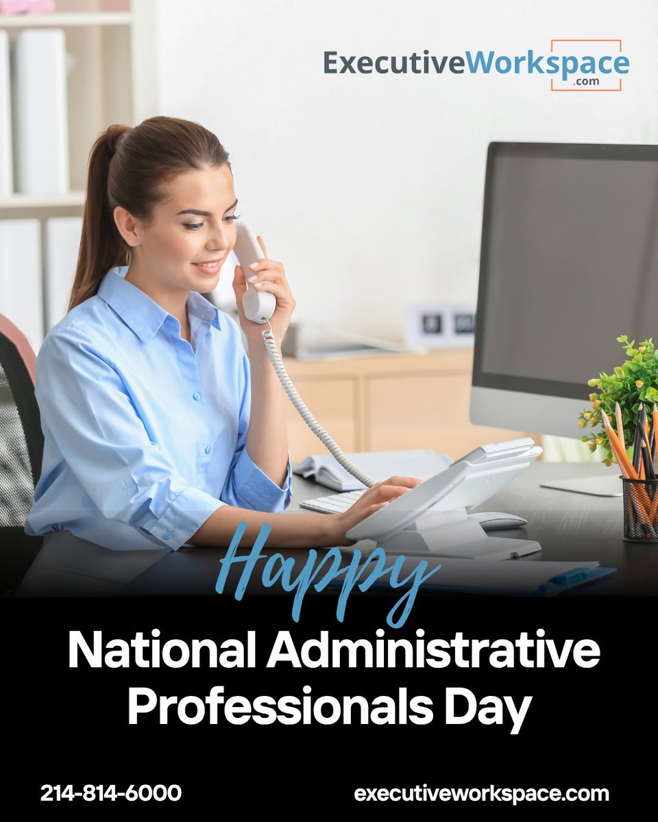 executivework_'s tweet photo. Happy #AdministrativeProfessionalsDay! 🎉 Admins are the true heartbeat of the office. A special shoutout to our amazing on-site receptionists across our DFW &amp; Austin locations. Thank you for everything you do behind the scenes! 💼✨ #ExecutiveWorkspace #AdminDay https://t.co/a4RsLIAFmA