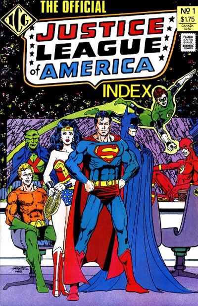 comicbookhist's tweet image. Turning 40: THE OFFICIAL JUSTICE LEAGUE OF AMERICA INDEX #1 (of 8); from April 1986.

Text by Murray Ward; cover by George Pérez. #dccomics