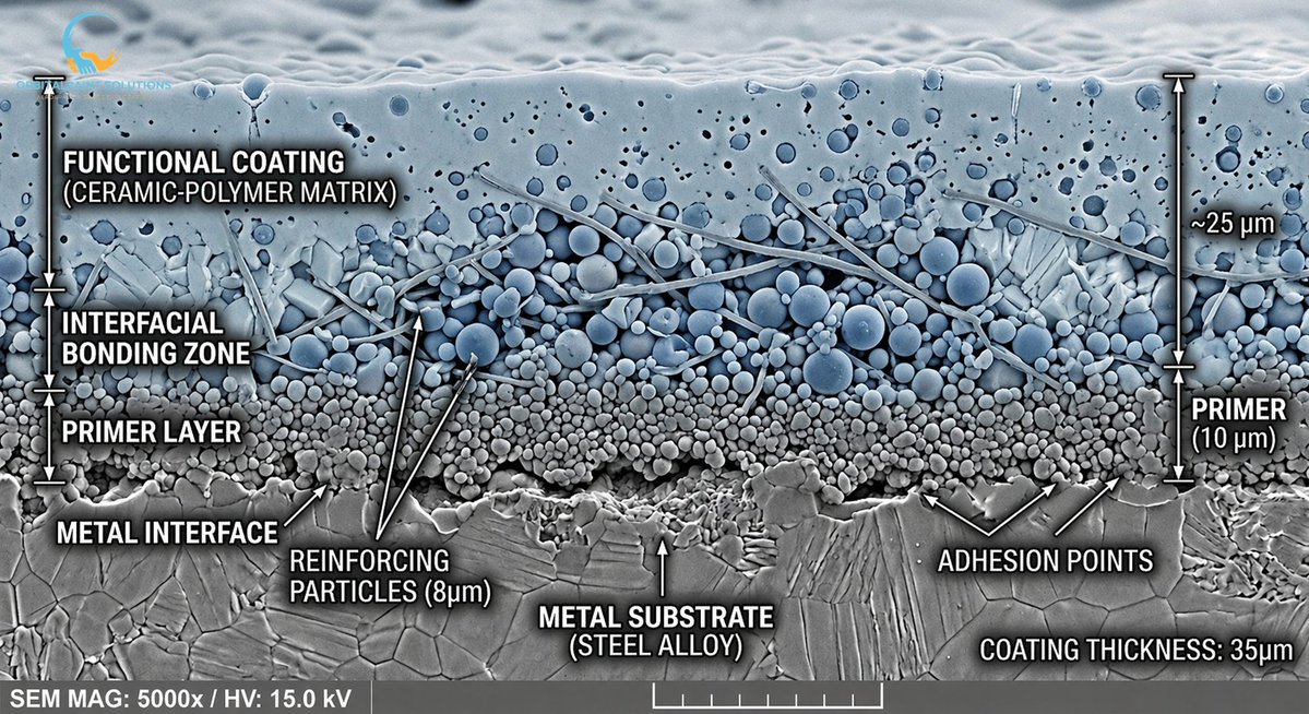 OrbitalPaint's tweet image. Precision at the microscopic level 

This SEM image showcases our ceramic-polymer coating system :

✔ Strong adhesion
✔ Reinforced structure
✔ Optimized thickness
Built for aerospace &amp;amp; industrial durability.

#OrbitalPaintSolutions #AdvancedMaterials #CoatingTech #Engineering