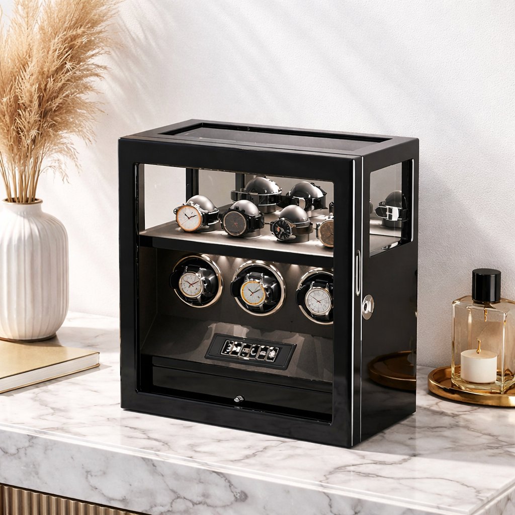 Dukwinstore's tweet image. What if your watch storage could do more than just store? ⌚🖤

What if it could wind 3 automatic watches, protect them with fingerprint security, hold 4 extra pieces, and look like a true luxury display in sleek black?

#DUKWIN #Collector #WatchWinder #WatchCase #LuxuryWatchBox