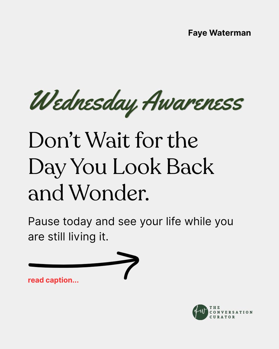 fayewatermancc's tweet image. One day you’ll wonder: "How did I get here?" It’s the small moments we ignore that shape our lives. Don't wait for regret—choose awareness now. See your life while you’re living it. ✨ #Reflection #Awareness