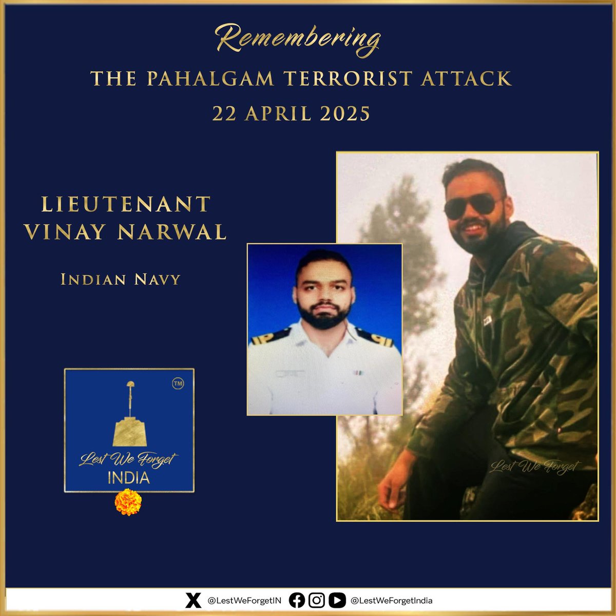 LestWeForgetIN's tweet image. Remembering the Pahalgam Terrorist Attack

One year ago, #OnThisDay — 22 April 2025 -  Baisaran Valley in Pahalgam, J&amp;amp;K fell silent under gunfire. 

A meadow turned into the site of a brutal, cowardly terror attack

26 innocent citizens were killed, and over 20 injured.

Among