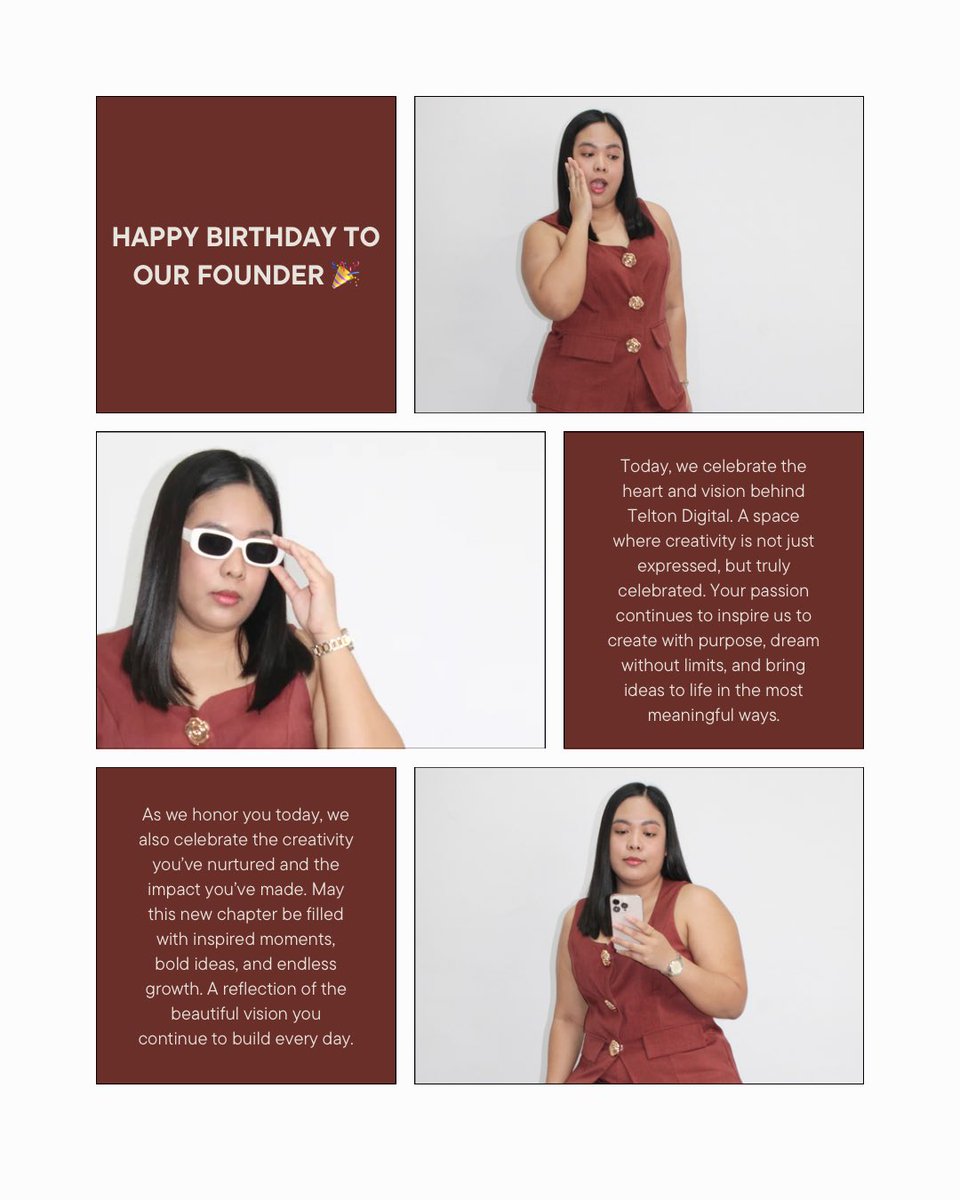 TeltonDigital's tweet photo. Happy Birthday to our founder, Carmela Garcia 🎉

Thank you for leading Telton Digital with vision, creativity, and purpose. Here’s to more wins ahead!

#TeltonDigital #FounderLife #LeadershipMatters #WomenInLeadership #DigitalGrowth https://t.co/q7tfeCIW5E