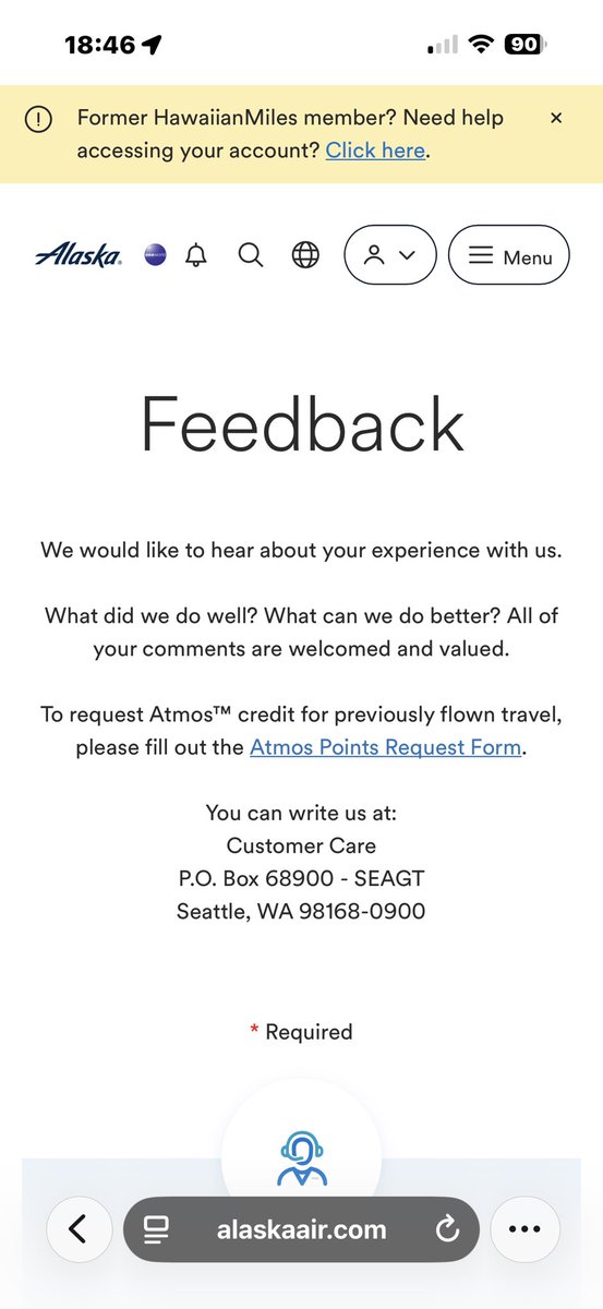 ONELONEDOLPHIN's tweet image. We need a similar yellow notice up top in new #app that's for former Alaska Airmiles members guys. Still cannot login w/atmos despite yesterday's update @AlaskaAir @AlaskaAirNews #feedback