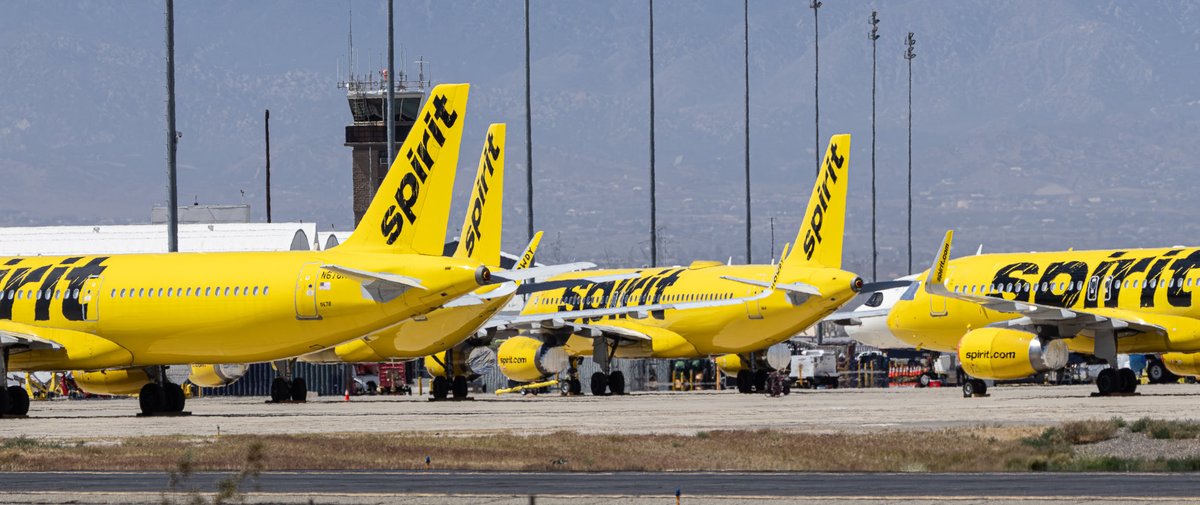 ShorealoneFilms's tweet image. Those once famous Banana-Yellow #SpiritAirlines Airbus aircraft now are starting to pile up at #VCV with the airline facing many many problem's . These airframes fate is currently unknown… #AvGeek 04-21-26