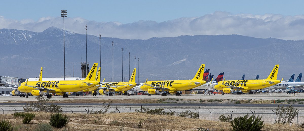 ShorealoneFilms's tweet image. Those once famous Banana-Yellow #SpiritAirlines Airbus aircraft now are starting to pile up at #VCV with the airline facing many many problem's . These airframes fate is currently unknown… #AvGeek 04-21-26