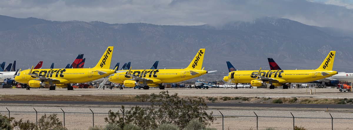 ShorealoneFilms's tweet image. Those once famous Banana-Yellow #SpiritAirlines Airbus aircraft now are starting to pile up at #VCV with the airline facing many many problem's . These airframes fate is currently unknown… #AvGeek 04-21-26