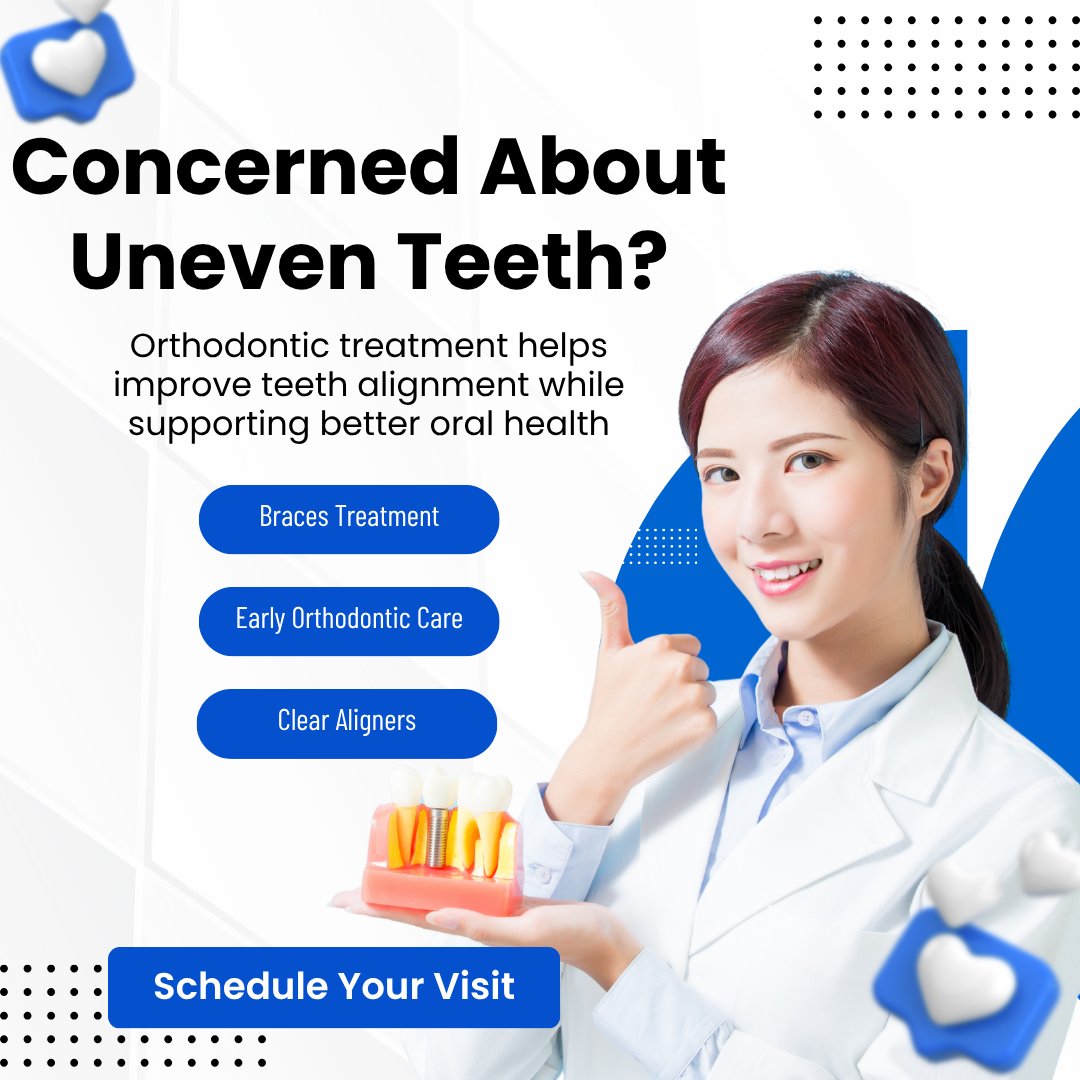 dentistedmonds's tweet photo. Worried about uneven teeth? Let us help you achieve a straighter, healthier smile with expert orthodontic care! 🦷✨
#Orthodontics #Braces #ClearAligners #StraightSmile #DentalCare #HealthySmile #SmileConfidence #DentistNearMe https://t.co/XOmiErF36F