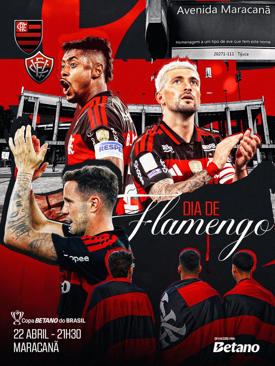ALÔ, NAÇÃO RUBRO-NEGRA!!!!!!! HOJE TEM O PENTACAMPEÃO DA COPA DO BRASIL EM CAMPO NO MARACAAAAAAA!

A partir das 21:30, a Casa do Inesquecível recebe entre Flamengo x Vitória pela <a href="/CopaDoBrasilCBF/">Copa do Brasil</a> e o Mengão entra campo junto com a Nação!

🎟️ O apoio da Maior Torcida do Mundo é