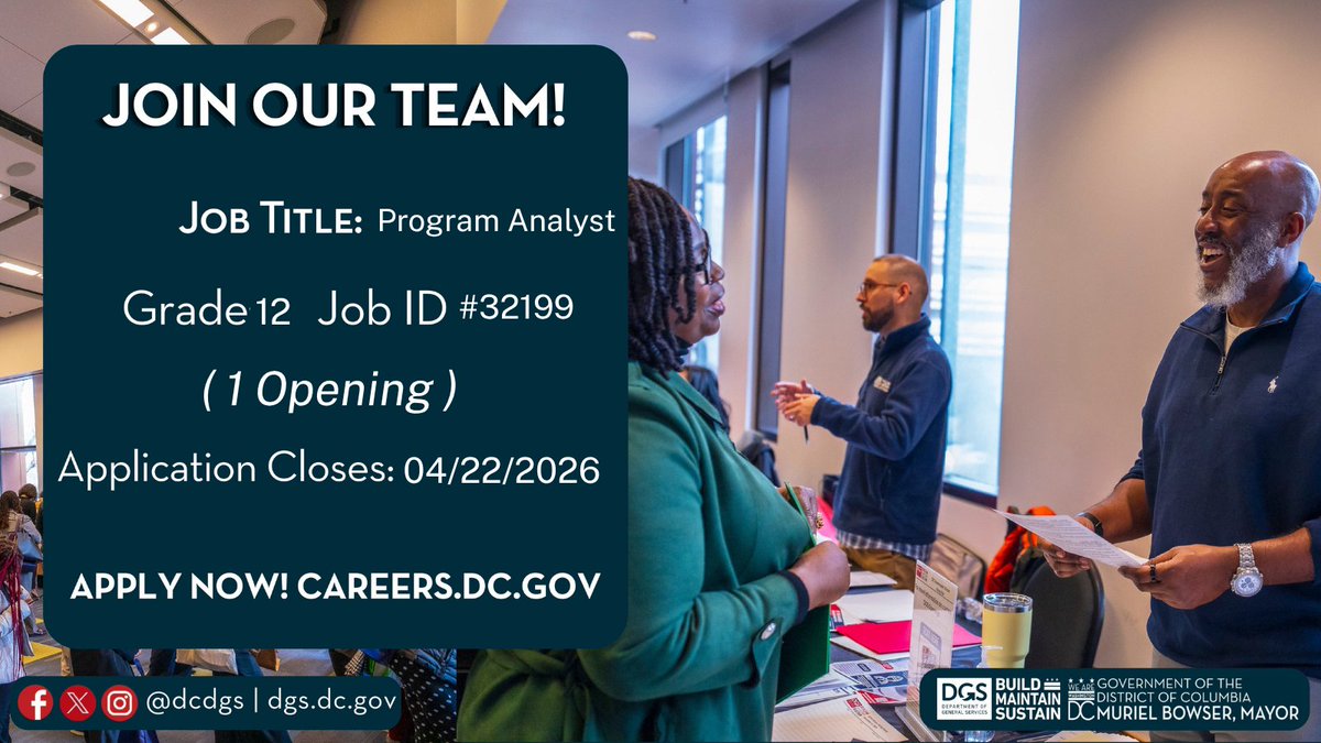 ⏰ Time is of the essence! If you're considering joining our dynamic team, act now! The application deadline is approaching fast. Don't wait, apply today at careers.dc.gov!

#JobOpening #NowHiring