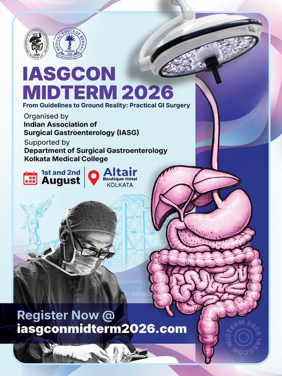 drrsbiswas1's tweet photo. Beyond Textbooks. Beyond Guidelines. IASG Midterm 2026

#IASG #MedTwitter #GISurgery https://t.co/3jiDPQgiQY