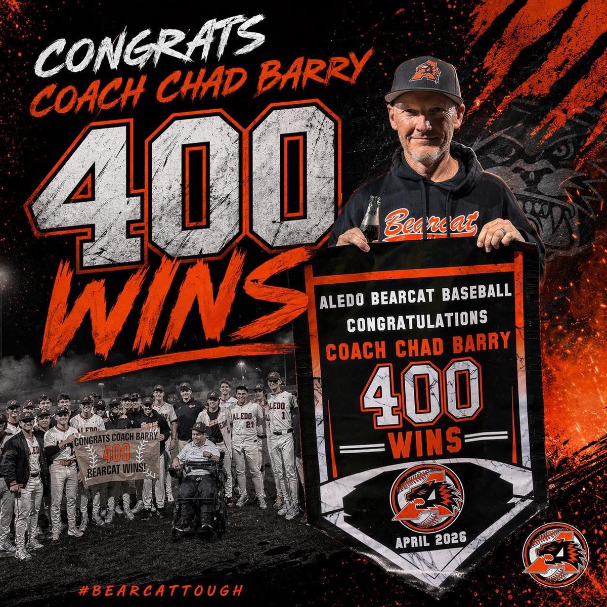 Congrats Coach!!! 🖤🧡
<a href="/AHSBSBLBooster/">Aledo Bearcat Baseball</a> 
<a href="/thecoach777/">Mike Evans</a>