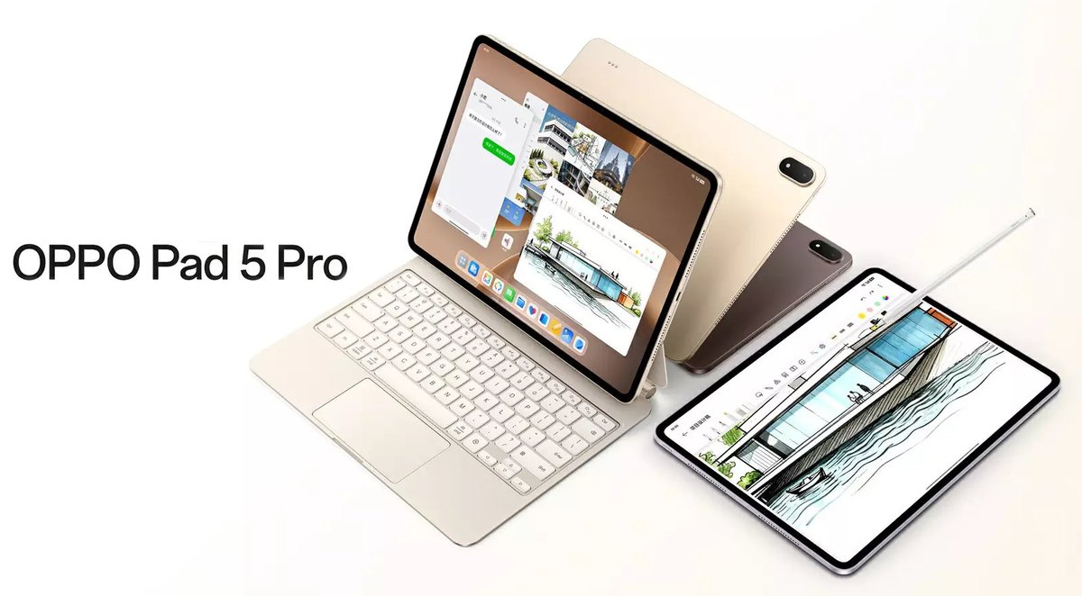 FoneArena's tweet photo. OPPO Pad 5 Pro with 13.2" 3.4K 144Hz display, Snapdragon 8 Elite Gen 5, 13380mAh battery announced https://t.co/t5YwRmLZtX #OPPOPad5Pro https://t.co/MDAjG1TvYJ