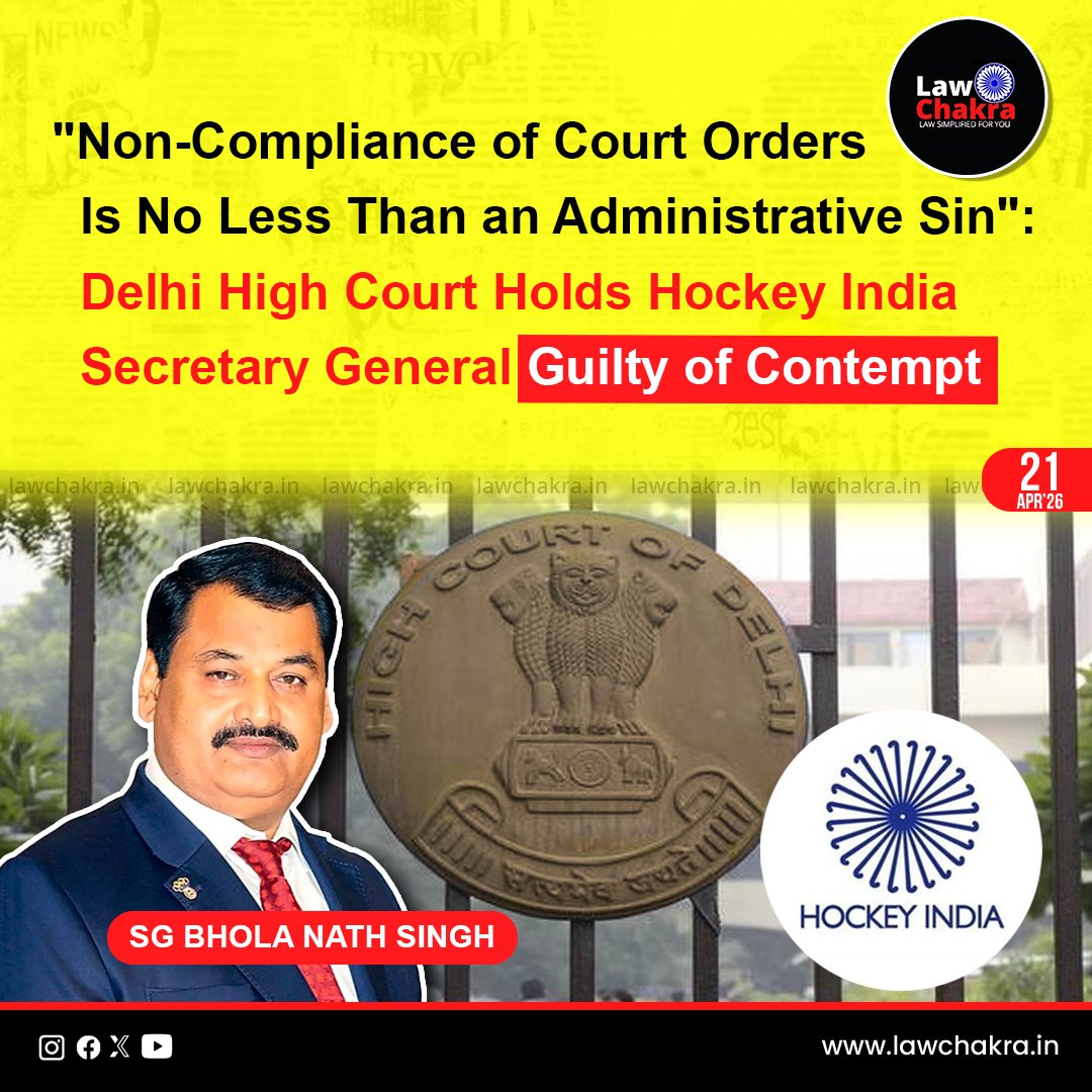 LawChakra's tweet image. Delhi High Court held Hockey India and Bhola Nath Singh guilty of contempt for disobeying orders. Justice Purushaindra Kumar Kaurav stressed misunderstanding cannot justify non compliance.
Read More At: lawchakra.in/high-court/hoc…
#delhihighcourt #contempt #legalnews #latestnews