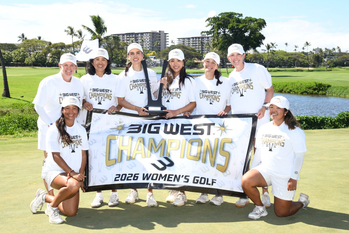BigWestSports's tweet photo. 𝙍𝙞𝙙𝙞𝙣' 𝙃𝙞𝙜𝙝 🏆⛳

@CalPolyGolf captures the 2026 Big West Women's Golf Championship title with a total team score of 866 (+2) and two Mustang top 5 finishers in Sara Yoo (4th place) and Nicole Koong (T-5th place).

#𝗢𝗻𝗹𝘆𝗧𝗵𝗲𝗕𝗼𝗹𝗱 x #NCAAGolf https://t.co/E5kktXzm80
