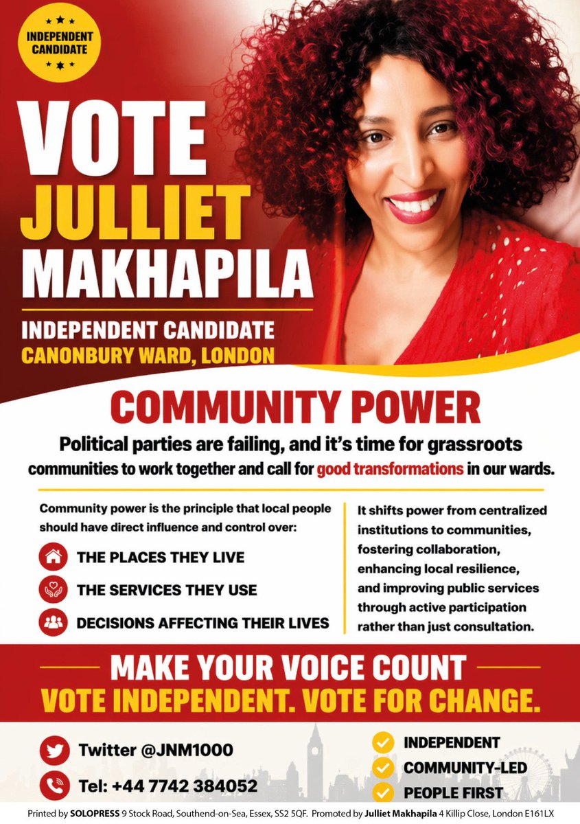 JullietPicks's tweet photo. Vote Julliet  Makhapila for Canonbury  Ward.
#Canonbury #Canonburyward #canonbury #Canonburypress #IslingtonGazette  @JNM1000 https://t.co/a2e0UHAU4k