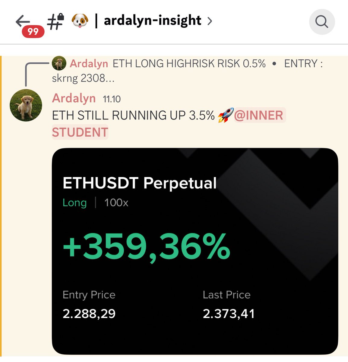 Ardalyn_'s tweet photo. Another successful trade VIP DISCORD  di Ardalyn Inner Circle 

$ETH LONG UP 3.5%
$MOG LONG UP 7%

DOR DOR DOR🚀

Short cuan💸
Long cuan 💸
Thanks GOD😇 https://t.co/k8w0Vti8SS