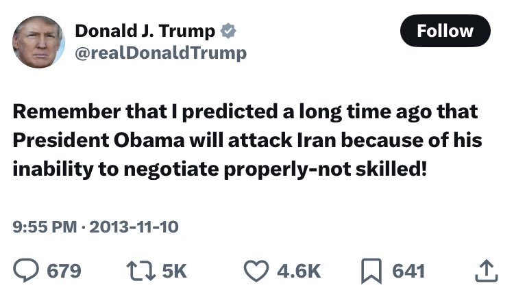 nolietees's tweet image. Well this did not age well for this Dumbass! 🤣

@Obama #Obama #Iran #IranWar @POTUS @realDonaldTrump @WhiteHouse #Trump #MAGA #AmericaFirst @GOP #Republican