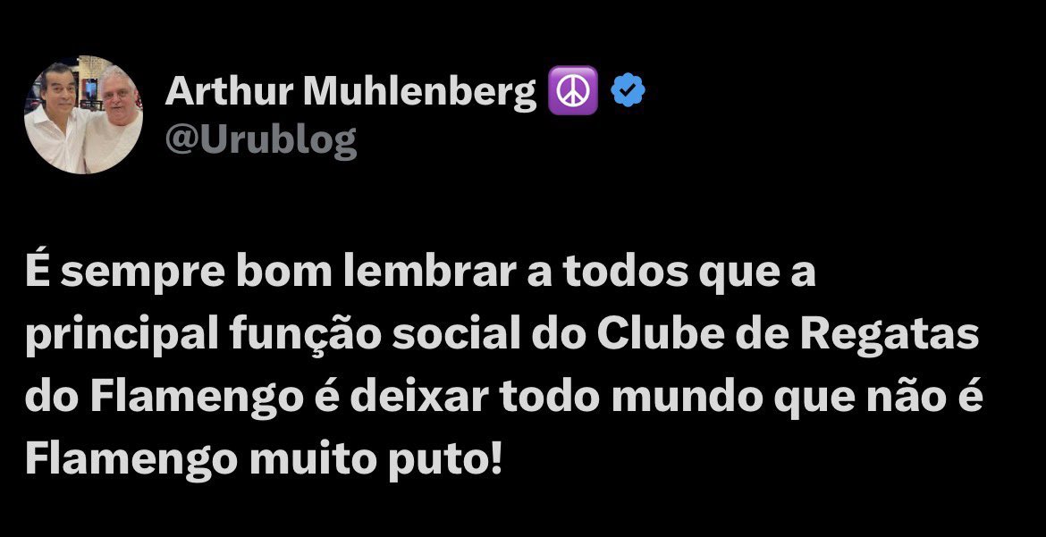Arthur você foi foda! Rubro Negro de corpo e alma, na essência mesmo. Fora da curva, gênio e Flamengo! Foi uma honra te conhecer, obrigado por tudo e descansa em paz