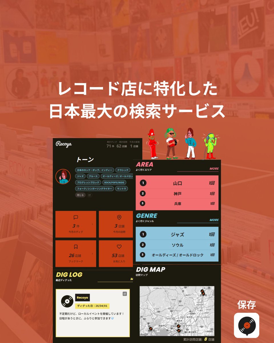 Recoya - レコードストアマップ tweet media