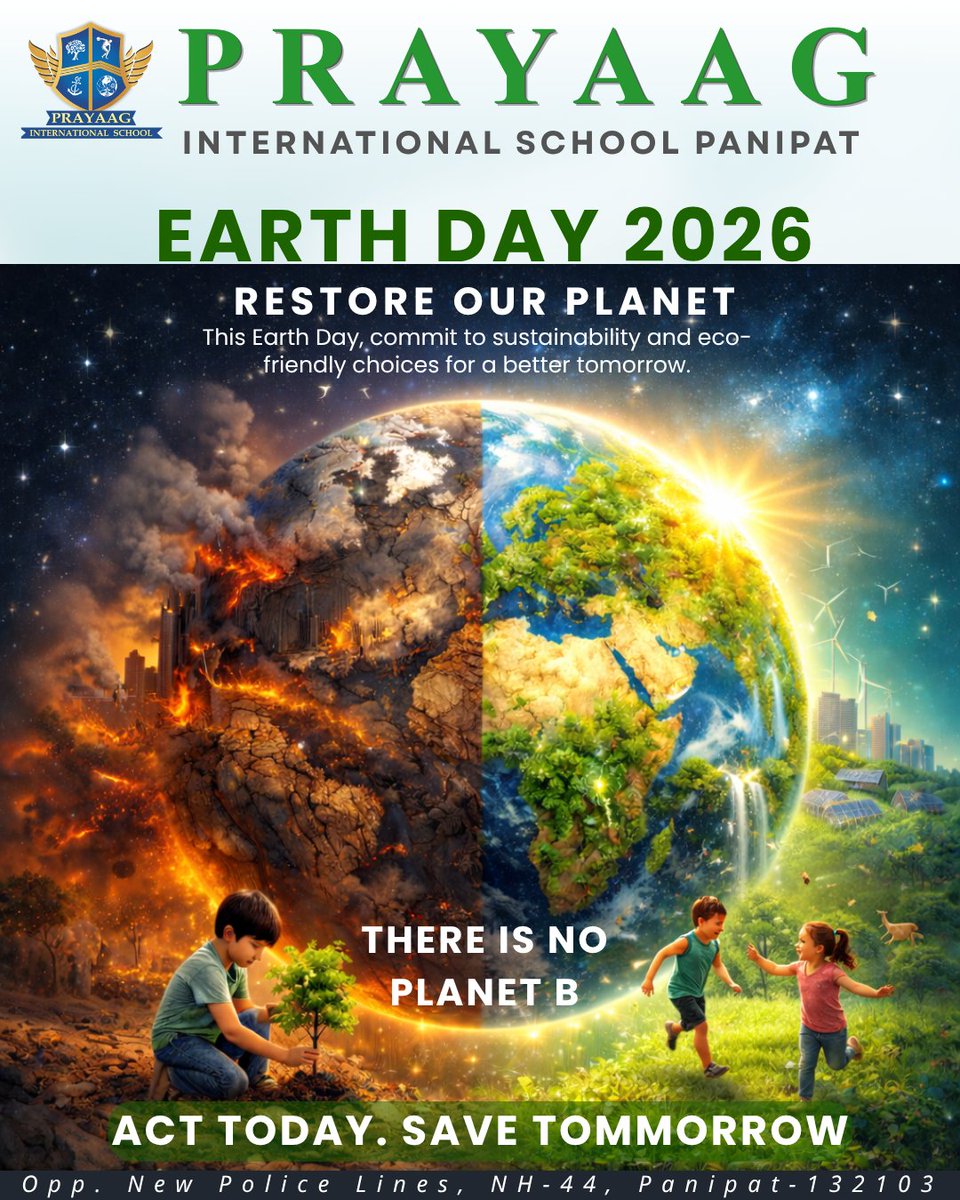 prayaag2016's tweet photo. Earth is not just our home—it’s our responsibility. 🌍
Let’s plant hope, save resources, and protect every living being today and always.
This Earth Day, let our actions speak louder than words. 

#EarthDay2026 #EarthDay #OurPowerOurPlanet #HappyEarthDay #WorldEarthDay #Earth https://t.co/BHoxUCdVCm