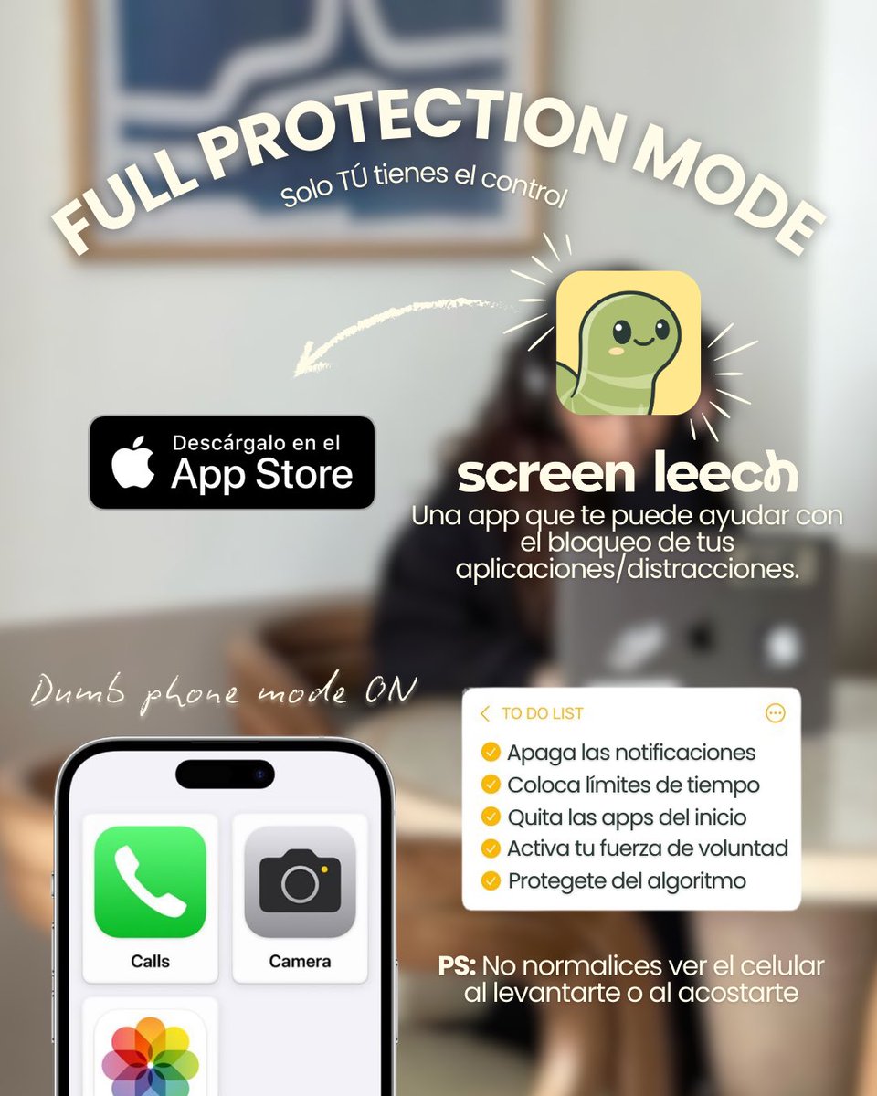 screenleech's tweet image. Plan para dejar de ser adictos al celular este 2026🫰🏻✨ 

Si pasas más de 7+ horas al día en tu celular, es tu señal para que descargues Screen Leech💚

Compartan y guarden este post para que siempre puedan volver a el!!! 

#doomscrolling #phoneaddiction #screentime #visionboard