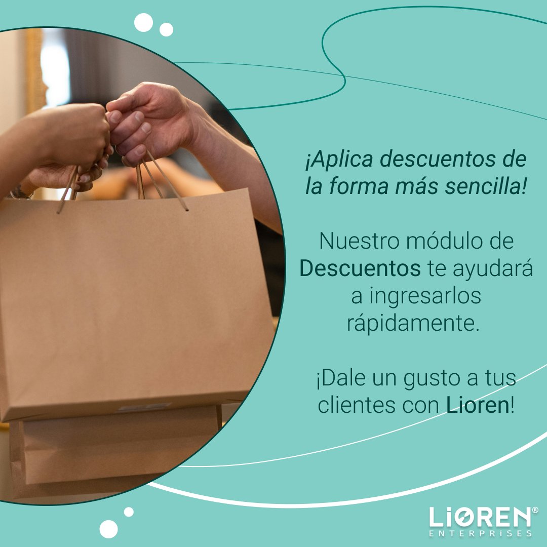 LIOREN_Chile's tweet photo. ¿Aplicar descuentos te toma minutos… o un caos de fórmulas?
Con el módulo Descuentos de Lioren, configuras promociones en segundos: por producto, cliente o fecha.
Dale un gusto a tus clientes con https://t.co/8jlMdJAFHT
#Pymes #GestiónComercial #Lioren https://t.co/Jr7LjfKmqa