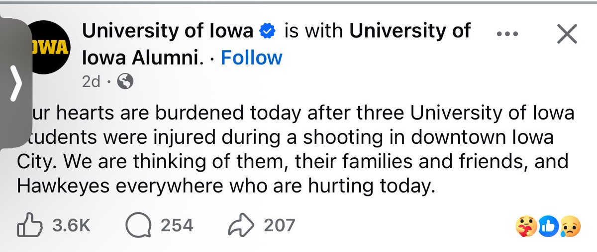 shockeritschey's tweet photo. If the Iowa City shooting is connected to the Hawkeye passing, whoever is charged will need protective custody. Don’t play with the herky https://t.co/pwdoTbmZjo