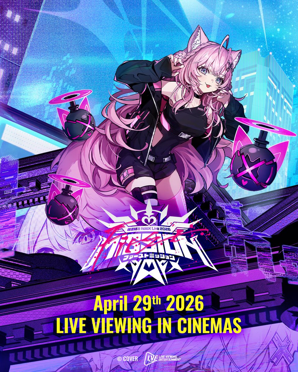 LiveViewingEnt's tweet photo. The mission team: ASSEMBLED! 🔥

Catch La+ Darknesss, Takane Lui, Hakui Koyori, and Kazama Iroha as they each bring their presence & personality to holoX Secret Society Live 2026 ""FIRST MISSION"" in cinemas! 🎤✨

Tell us who you're most excited to see!
Don't forget to get your tickets and catch your fav on the big screen! 🤩

#holoX #FIRSTMISSION #SSholoX世界リペイント計画 #ホロライブ #LVE