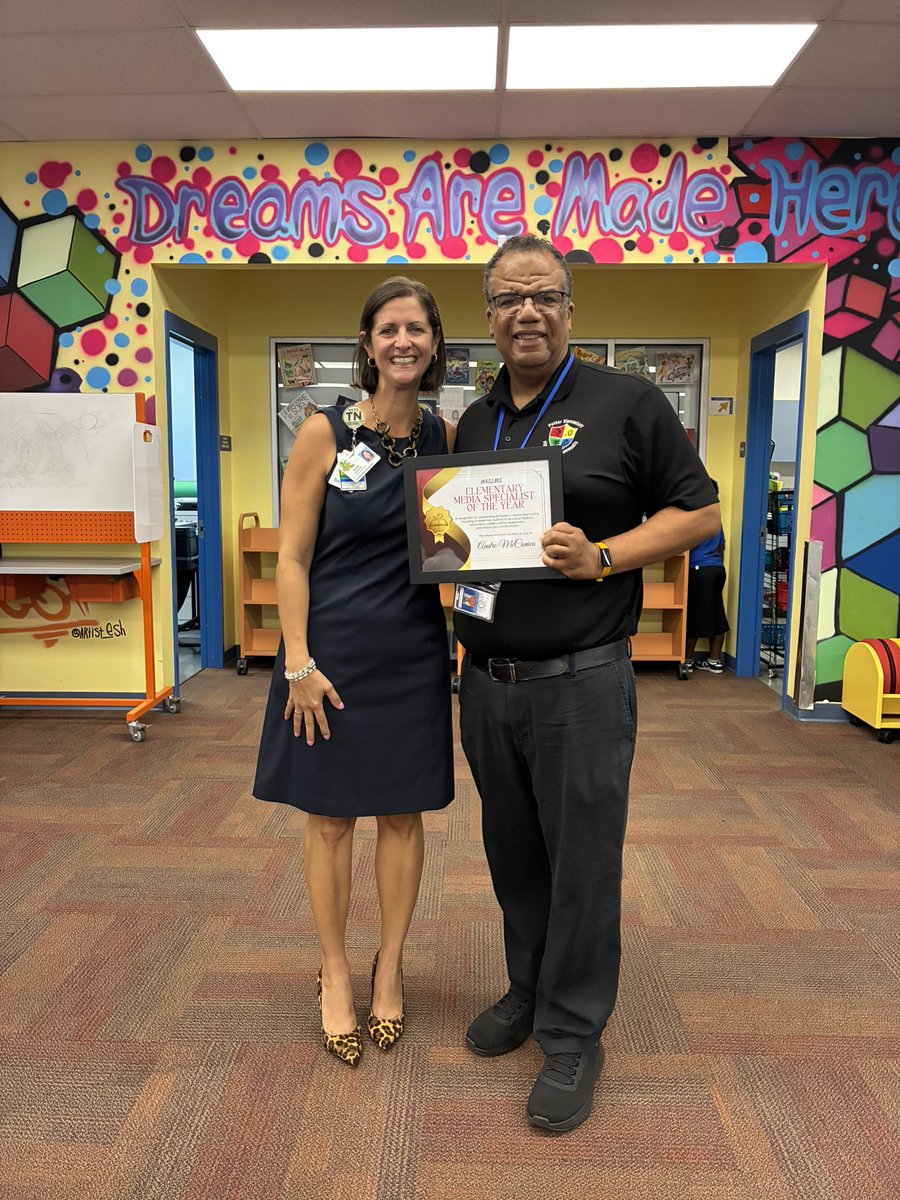 PotterLibMed's tweet photo. Thanks to @HASLMS for the recognition as Elementary Schools Media Specialist of the Year! Thanks to Assistant Superintendent Gordon for stopping by to say Congratulations today! @PotterEagles @hubofschool @ReadonmyON @PotterLibMed 
#IfICanHelpSomebody
#TrustInGod https://t.co/rEceZ2LVKh